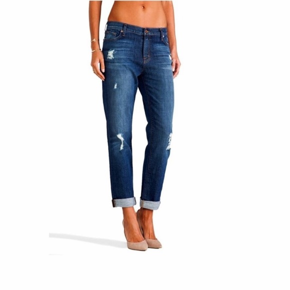 J Brand Denim - J Brand Aidan Boyfriend Jeans Distressed High Waisted Ankle Cropped